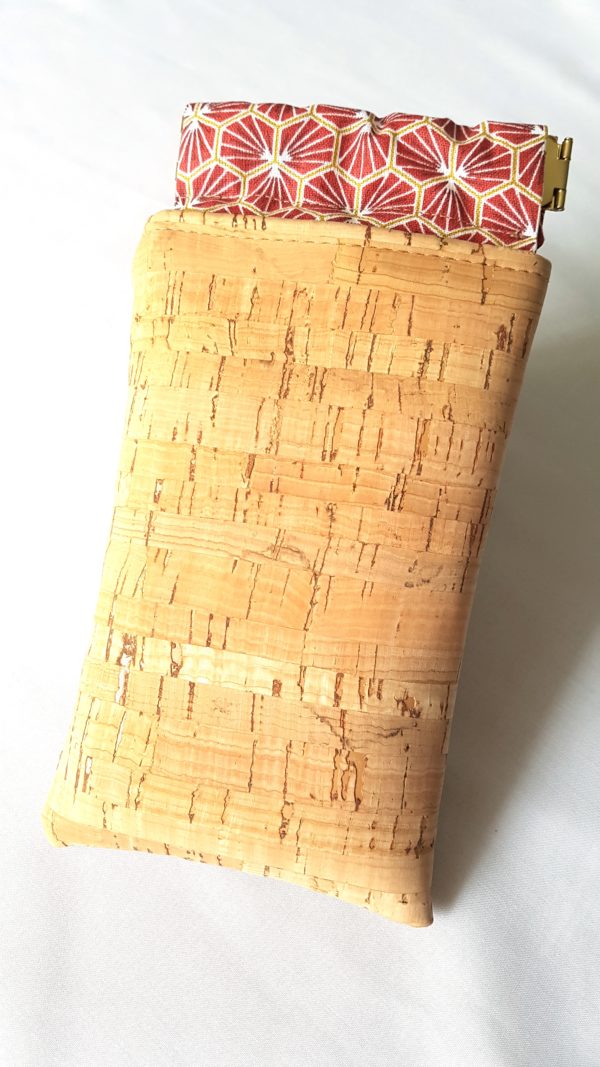 Etui Hélie liège naturel et rouge verso