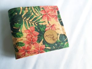Porte feuille liège fleurs tropicales