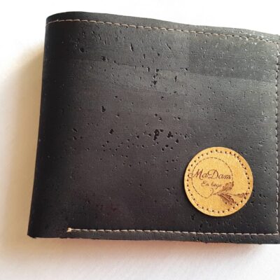 Le portefeuille Diem en liège noir, bleu et naturel