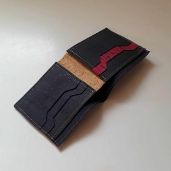 Le portefeuille Diem en liège noir et rouge