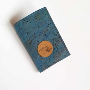 porte-cartes bleu turquoise en liège