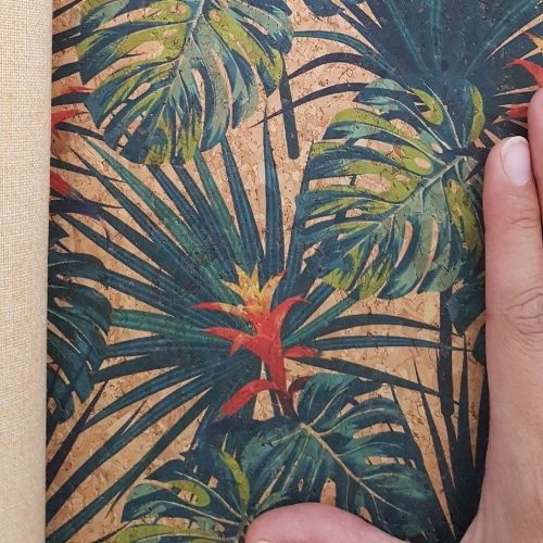 tissu de liège palmiers fleurs