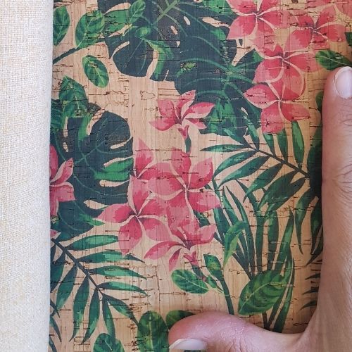 Tissu de liège fleurs tropicales