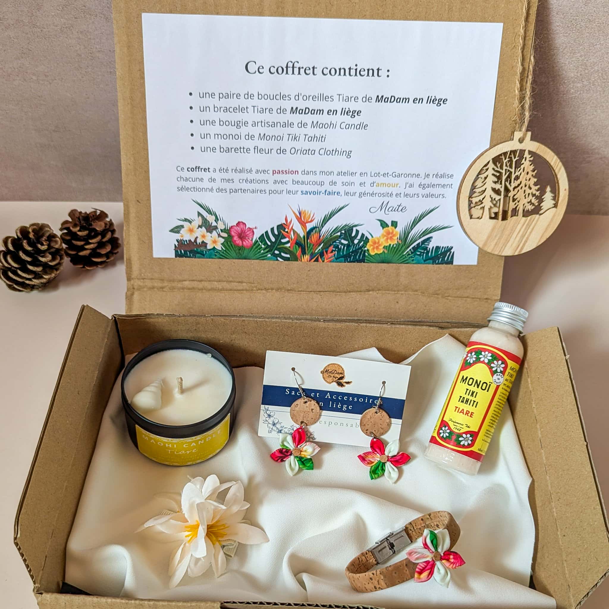 coffret cadeau artisanal tahiti tipanier rose