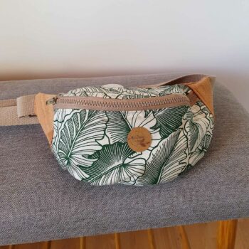 sac banane en liège feuille tropicale