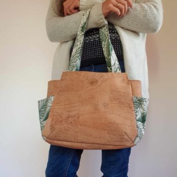 Sac à main en liège Ora: le sac cabas Feuilles vertes