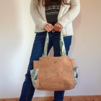 Sac à main en liège Ora: le sac cabas Feuilles vertes