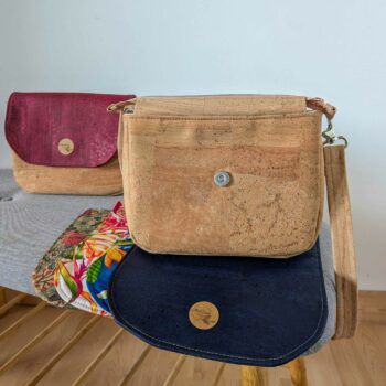 Sac bandoulière liège naturel Luna avec rabat interchangeable