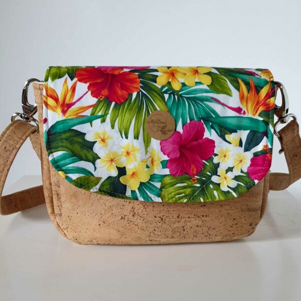 sac en liège fleurs tropicales tahiti