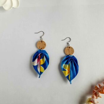 boucles d'oreilles bleu tipanier liège tahiti