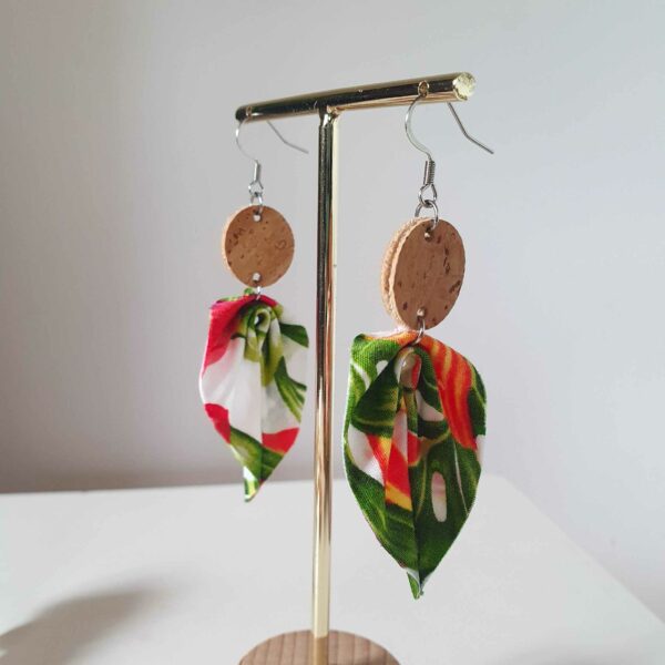 boucles d'oreilles feuilles hibiscus liege