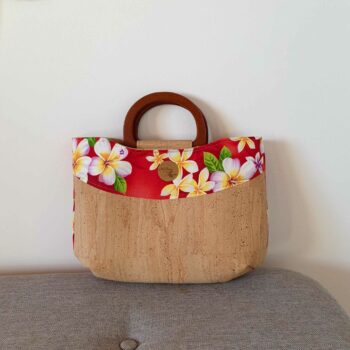 sac taina liège rouge tipanier frangipanier tahiti polynésie