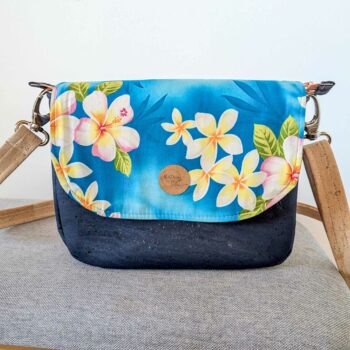 Sac bandoulière liège Bleu marine Luna avec rabat interchangeable