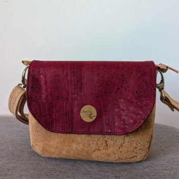 Sac bandoulière liège naturel Luna avec rabat interchangeable – Liège Rouge