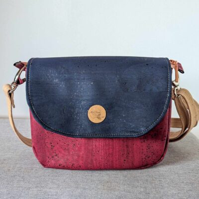 Sac bandoulière liège Rouge Luna avec rabat interchangeable