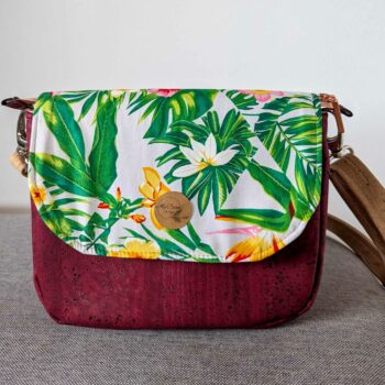 Sac bandoulière liège Rouge Luna avec rabat interchangeable