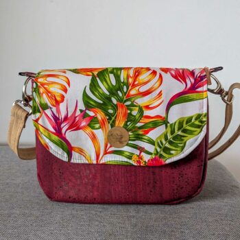 Sac bandoulière liège Rouge Luna avec rabat interchangeable