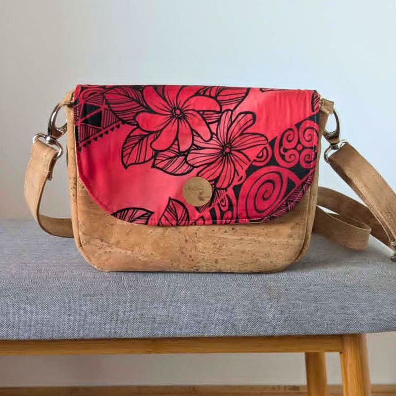 sac en liège naturel luna rabat interchangeable rouge tatouage tiare