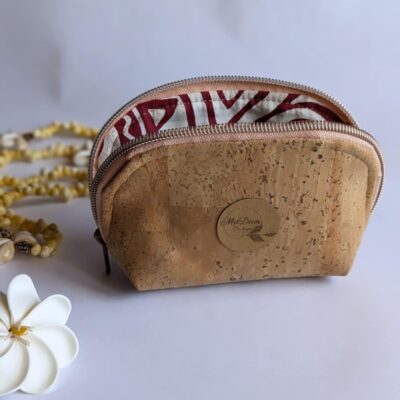 Trousse en liège et tissu polynésien