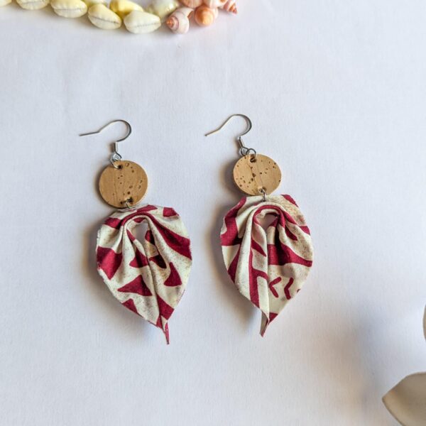 boucle oreille liège tissu tatouage rouge tahiti