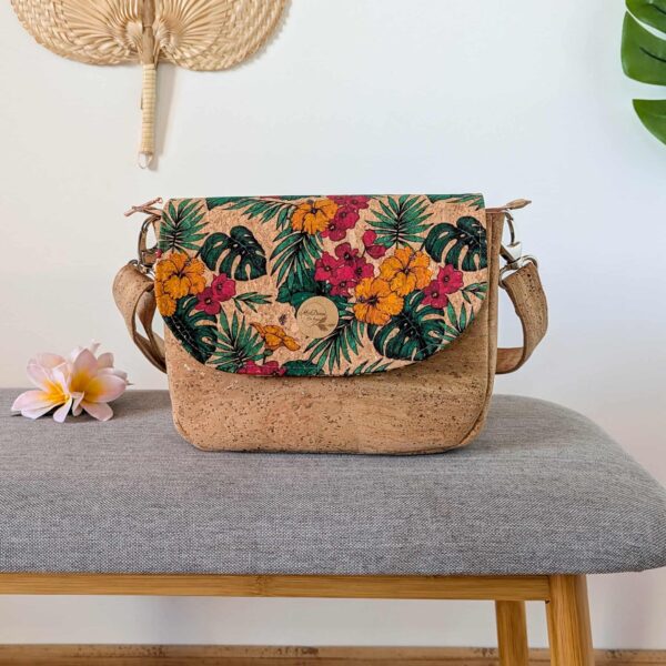 sac à main liège hibiscus colorés