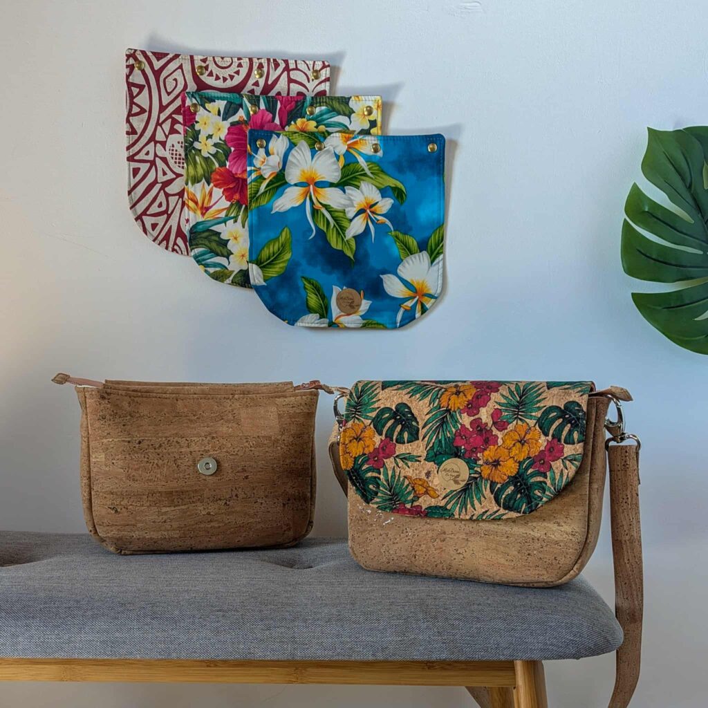 sac à main en liège à bandoulière avec rabat interchangeable