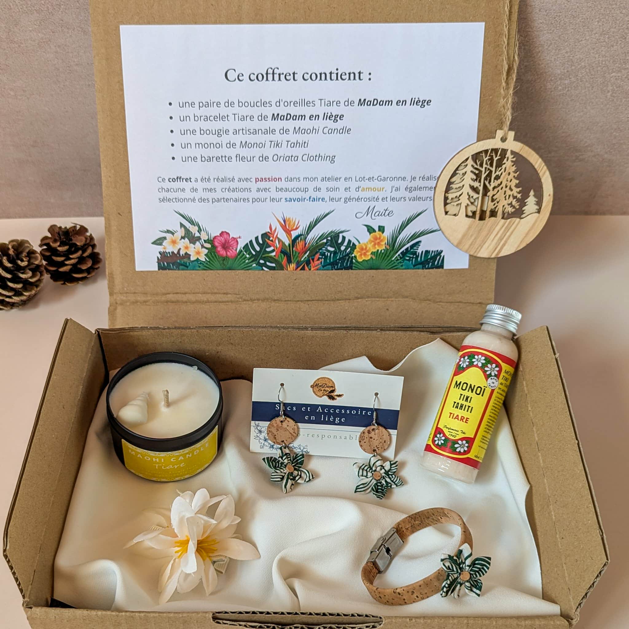 coffret cadeau artisanal tahiti vert feuillage