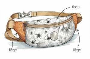 sac banane personnalisé liège et tissus