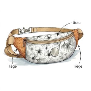 sac banane personnalisé liège et tissus madam en liege