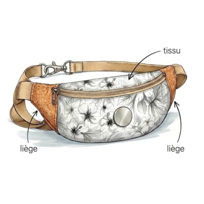 Sac banane personnalisé – liège et tissu au choix