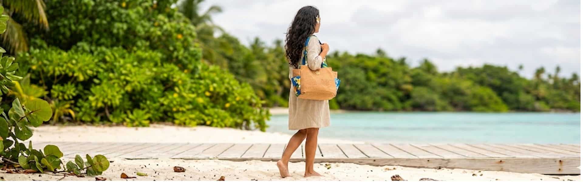 Collection Tahiti – sacs en liège et tissus polynésiens
