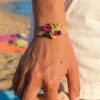 bracelet liège tiare fleur tissu fleurs exotiques