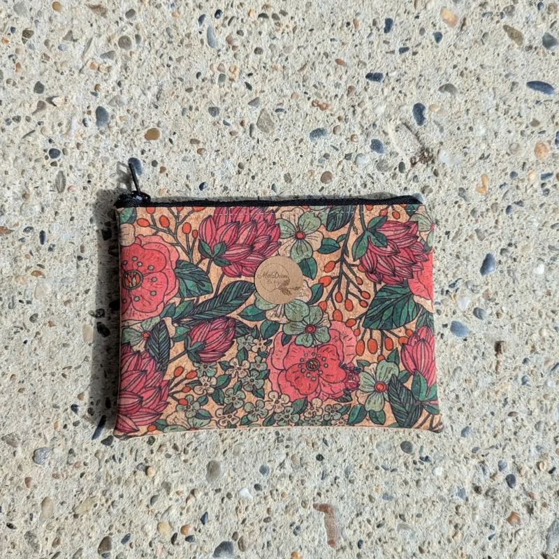 pochette en liège octobre rose fleurs
