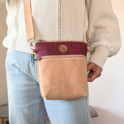 Sac bandoulière en liège naturel personnalisable – Artisanal & vegan